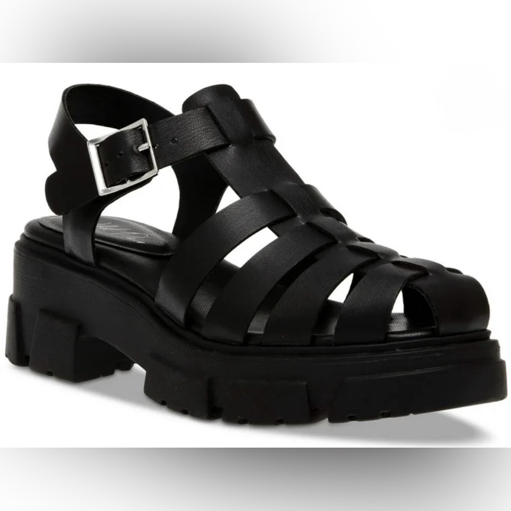 Wild Pair ‘Hereaa’ Black Strappy Fisherman Sandal Vegan W 10 Like New